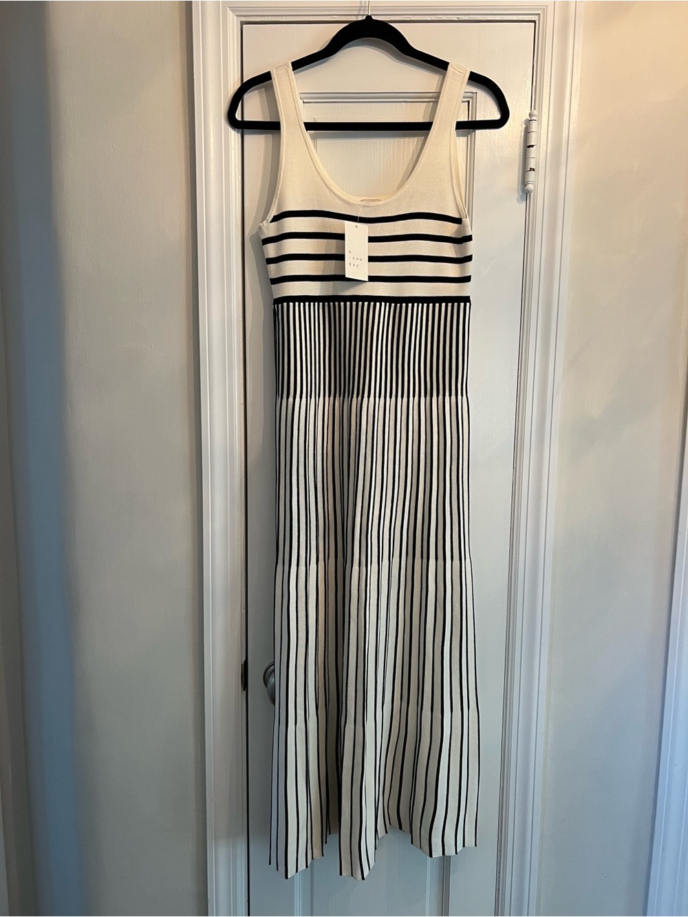 a new day Black & White Striped Maxi Dress